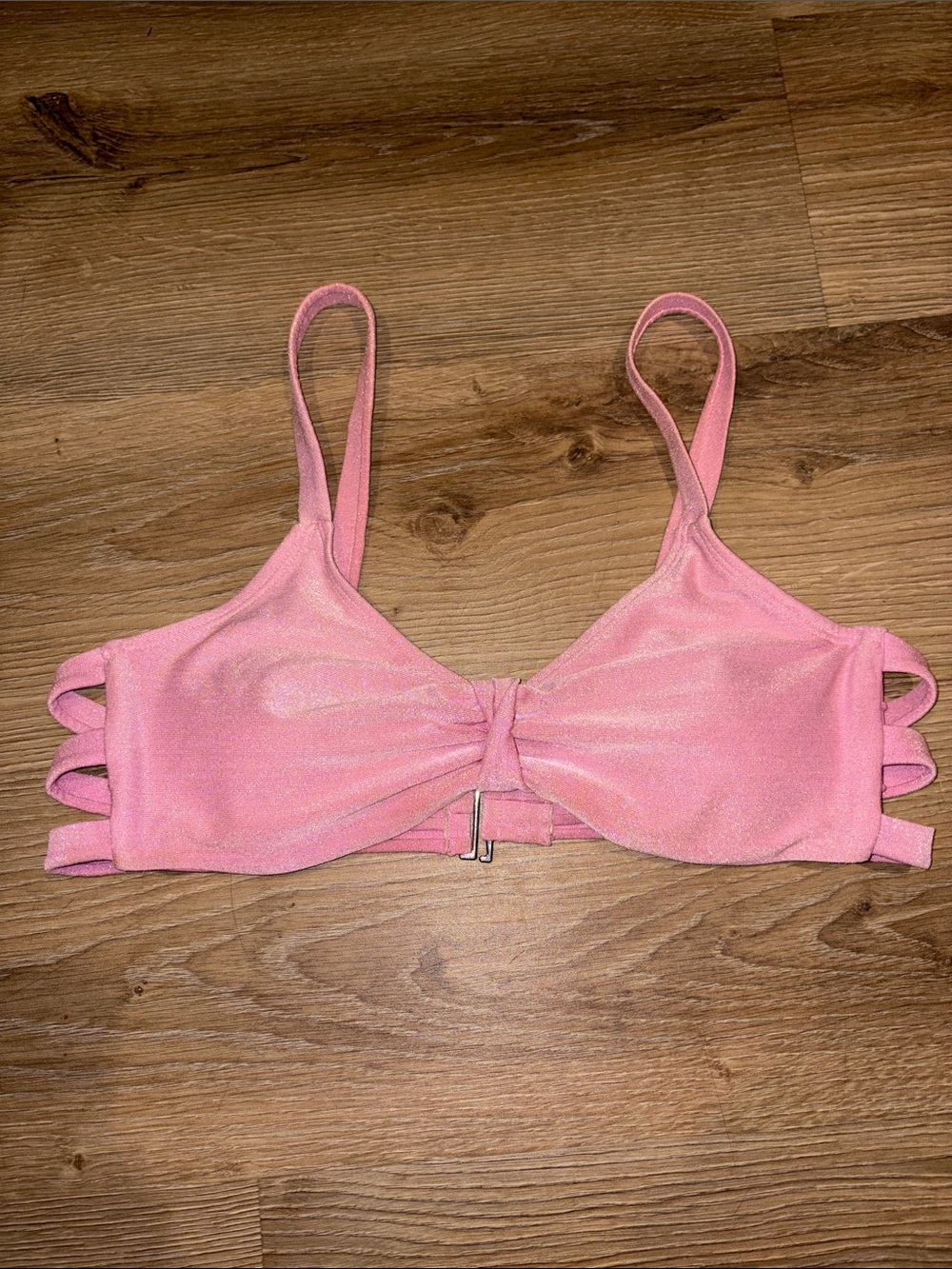 3/$20! Shimmery Pink Strappy Bikini Top No Boundaries Large bubblegum pink top